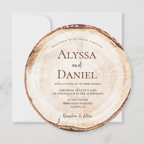 Rustic Wood Slice Editable Wedding