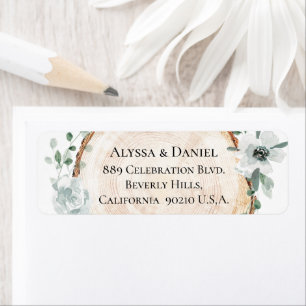 Rustic Wood Slice Eucalyptus Custom Wedding Label