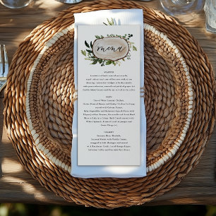 Rustic Wood Slice Foliage Wedding Menu Greenery