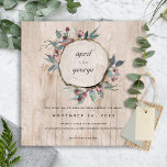 RUSTIC WOOD SLICE PINK GREEN FLORAL WEDDING INVITE<br><div class="desc">If you need any further customisation please feel free to message me on yellowfebstudio@gmail.com.</div>