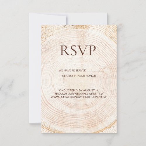 Rustic Wood Slice Tree Ring Wedding reserved seats RSVP Card