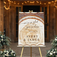Rustic Wood Slice Tree Stump Wedding Welcome Sign