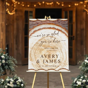 Rustic Wood Slice Tree Stump Wedding Welcome Sign