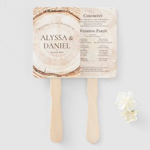Rustic Wood Slice Wedding Program Fan Tree Ring Ce