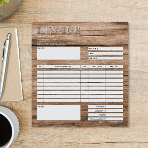 Rustic Wood Small Invoice Form Business Logo Notepad