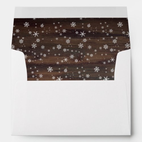 Rustic Wood Snowflake Pattern Holiday Envelope