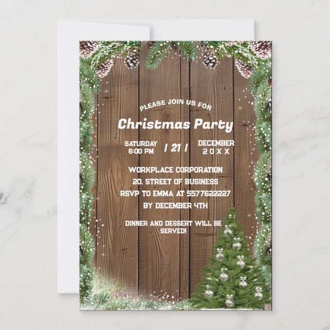 Rustic Wood Snowflake Winter Wedding  Invitation (Front)