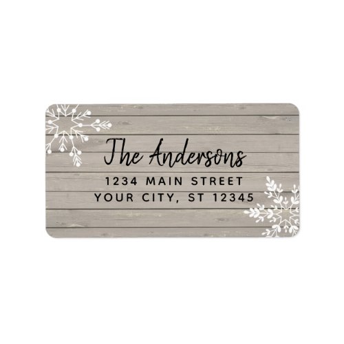 Rustic Wood Snowflakes Address Label