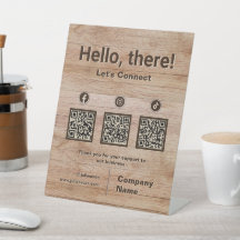Rustic Wood Social Media 3 QR Code Scan to Connect