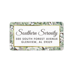 Rustic Wood Southern Cotton & Botanical Address Label