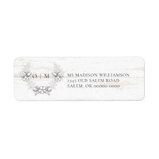 Rustic Wood Southern Cotton Wreath Monogram Label