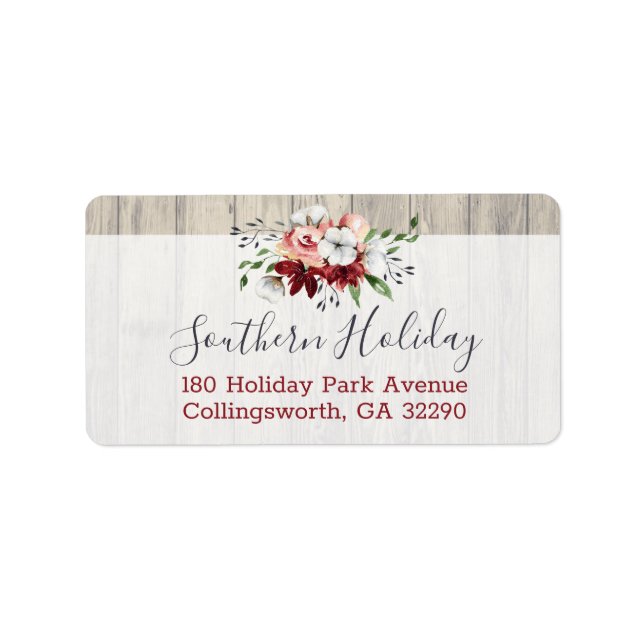 Rustic Wood & Southern Country Cotton Address Label (Front)