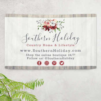 Rustic Wood & Southern Country Cotton Boutique Banner by CyanSkyDesign at Zazzle