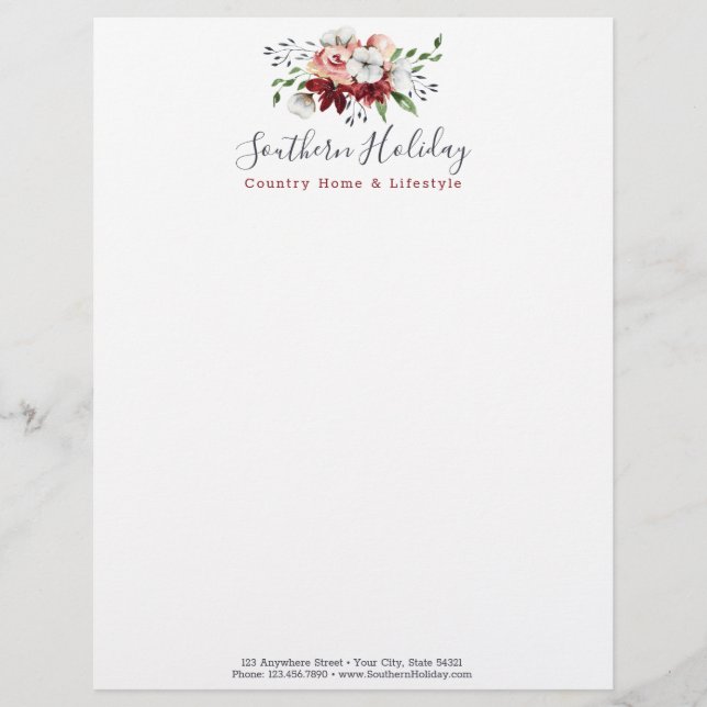Rustic Wood & Southern Country Cotton Boutique Letterhead (Front)