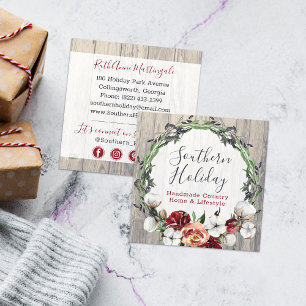 Rustic Wood & Southern Country Cotton Social Media Square Business Card
