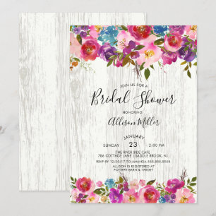 Rustic Wood Spring Floral Bridal Shower Invitation
