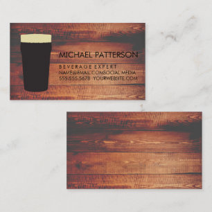 Rustic Wood Square Beer Glass Business Card
