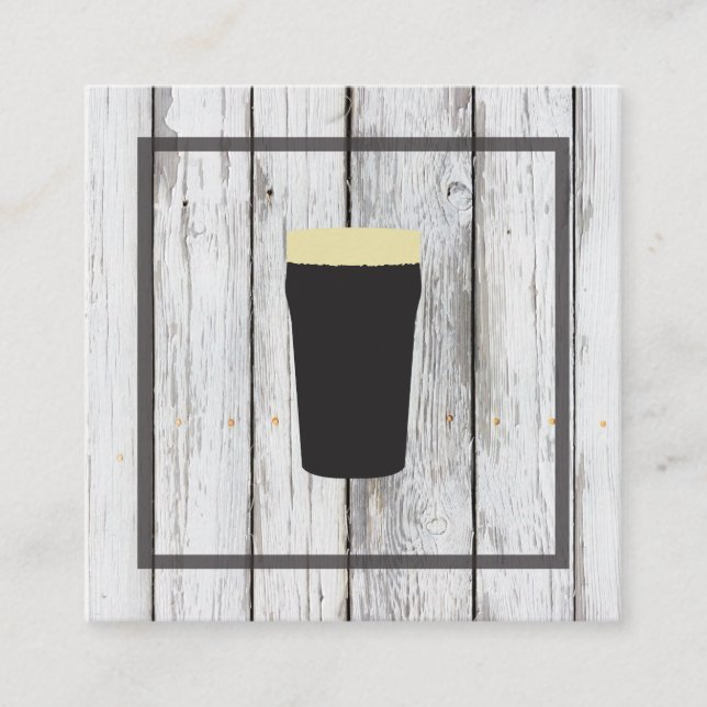 Rustic Wood Square Element | Beer Expert Business Card (Front)