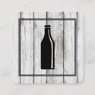 Rustic Wood Square Element   Beer Icon Business Card