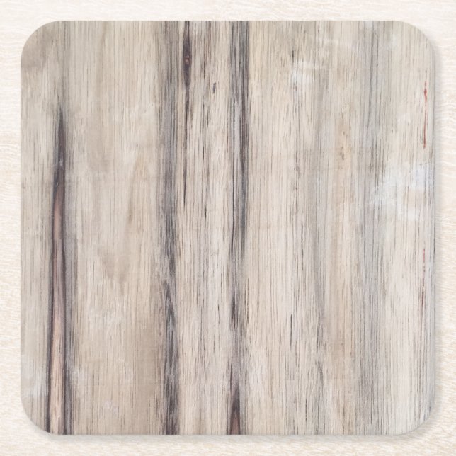 Rustic Wood Square Paper Coaster (Front)