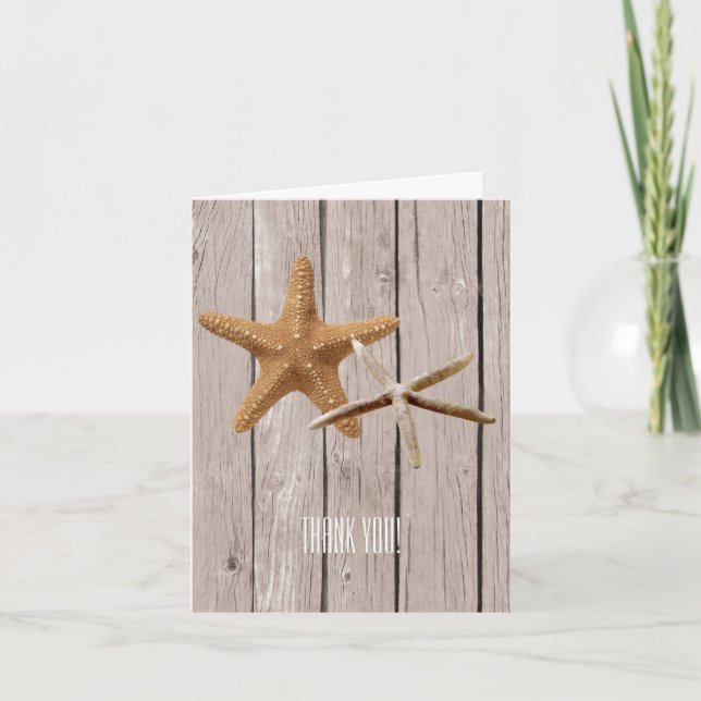 Rustic Wood Starfish Beach Thank You (Front)