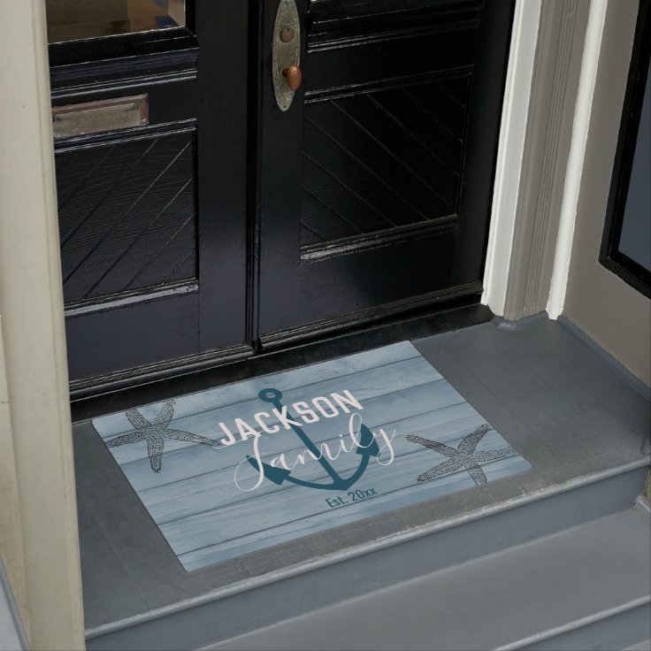 Rustic Wood Starfish Custom Family Beach House Doormat Zazzle