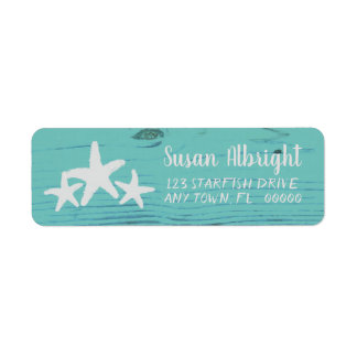 Rustic Wood Starfish Limpet Shell Blue Label