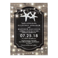 Rustic Wood Starfish Wedding | String of Lights Invitation