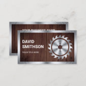 Rustic Wood Steel Circular Saw Handyman Carpenter Business Card (Front/Back)
