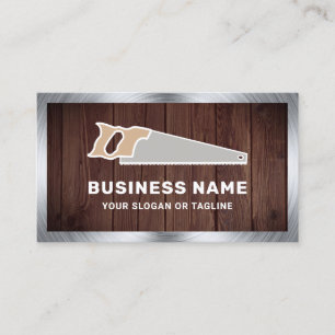 Rustic Wood Steel Hand Saw Handyman Carpenter Business Card
