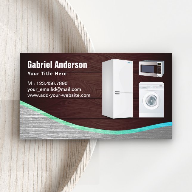 Rustic Wood Steel Home Appliances Repair Business Card (Creator Uploaded)
