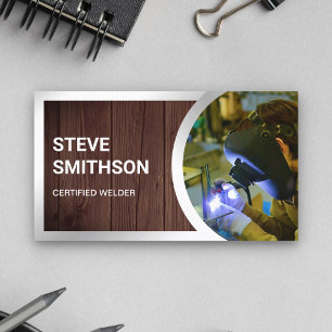 Rustic Wood Steel Welding Fabricator Welder Business Card