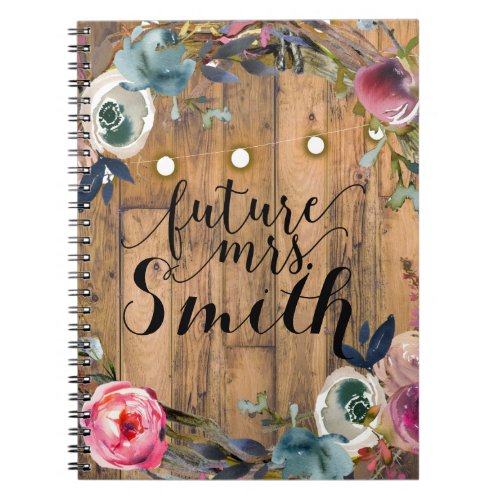 Rustic Wood Stick Floral Wreath Lights Future Mrs Notebook