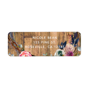 Rustic Wood Stick Floral Wreath Modern Floral Label