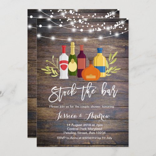 Rustic Wood Stock The Bar Invitation