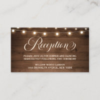 Rustic Wood String Light Wedding Reception Details
