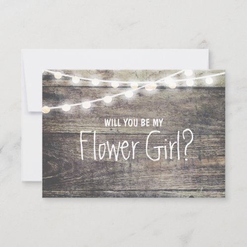 Rustic wood string light Will you be my FlowerGirl Invitation