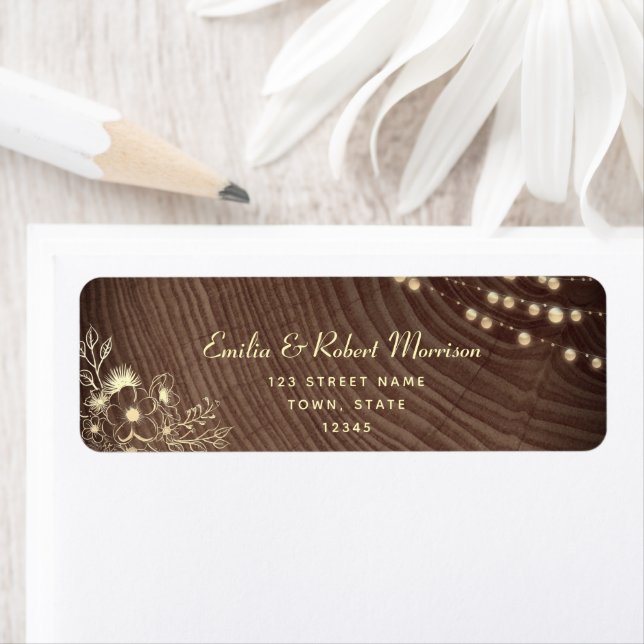 Rustic Wood String Lights Address Label (Insitu)