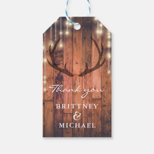 Rustic Wood String Lights Antler Gift Tags
