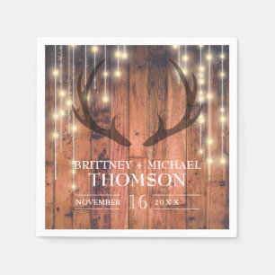 Rustic Wood String Lights Antler Napkins