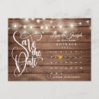 Rustic Wood String Lights Calendar Save the Date