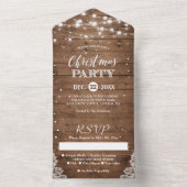 Rustic Wood String Lights Christmas Party All In One Invitation 