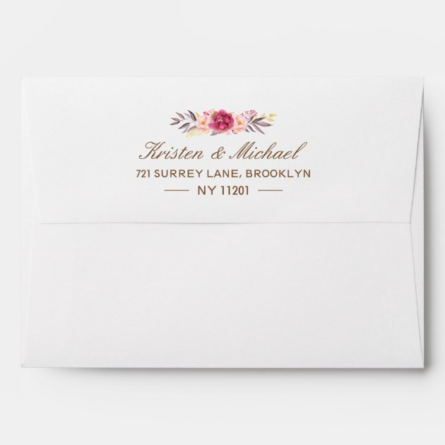 Rustic Wood String Lights Floral Custom Address Envelope