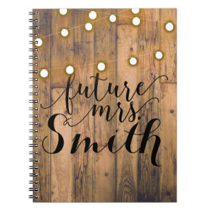 Rustic Wood & String Lights Future Mrs. Notebook