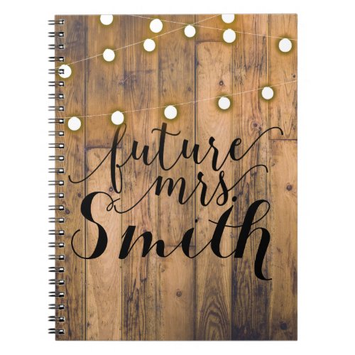 Rustic Wood  String Lights Future Mrs Notebook