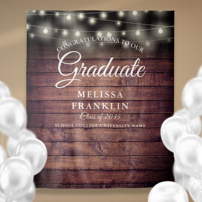 Rustic Wood String Lights Graduation Backdrop (Rustic Wood String Lights Graduation Backdrop)