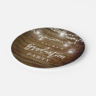 Rustic Wood String Lights Graduation Paper Plate