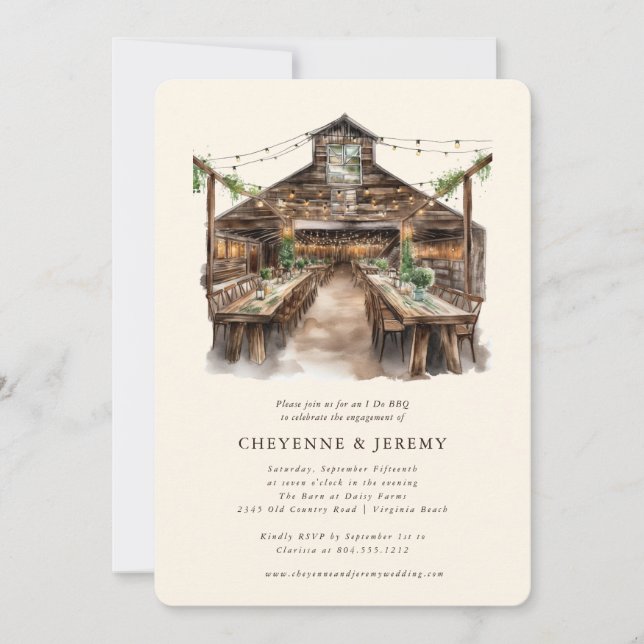 Rustic Wood String Lights I Do BBQ Invitation (Front)