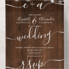 Rustic wood string lights initials script wedding