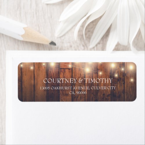 Rustic Wood String Lights Label